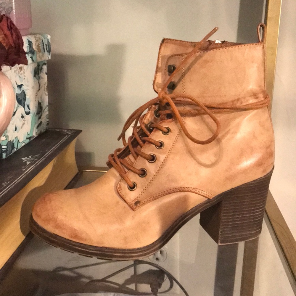 Tan lace up boots from DSW